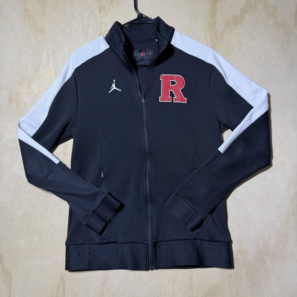 Jordan Bombers R Varsity Track Jacket Mens M Black White Red Full Zip